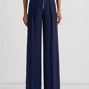 Lauren by Ralph Lauren Elegant Navy Wide-Leg pleated pants